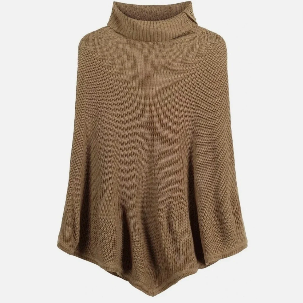 Michael Kors Turtleneck Shaker Stitch Poncho